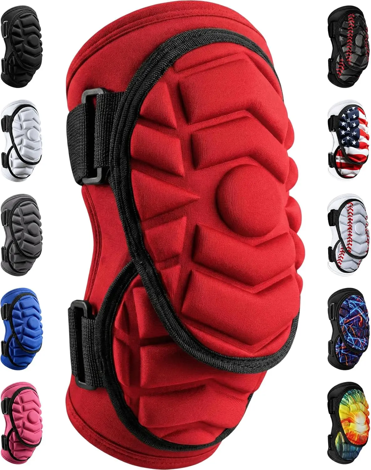 Exxact Sports Defender Plus Elbow Guard - Adjustable Arm Brace, Elbow Pad, Polyester & EVA Foam Sports Protective Gear for Softball, Baseball Batters (Youth, Adult, Red), Unisex, Freedom Of Movement, Pre-Curved, Impact Shield, Unbeatable Protection, Custo