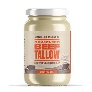 100% Carbon Neutral Grass Fed and Grass Finished Beef Tallow, Premium Pure Cooking and Frying Oil for Keto Paleo Whole30, 11 oz Jar