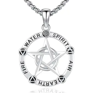 925 Original Witches Knot Necklace Tetragrammaton Hecate Triple Moon Goddess Lilith Jewelry Pentagram Pendant for Women Men