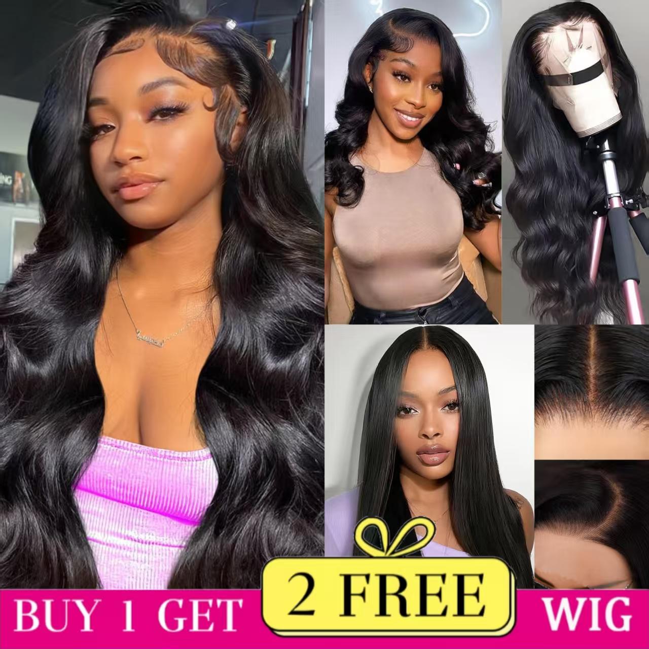 Combo sale [30'+22'+22'] " buy 1 get 3 wig'' 13x4 Body Wave & Straight Lace Front Wigs Human Hair with Baby Hair 180% Density Human Hair Wigs for Black Women