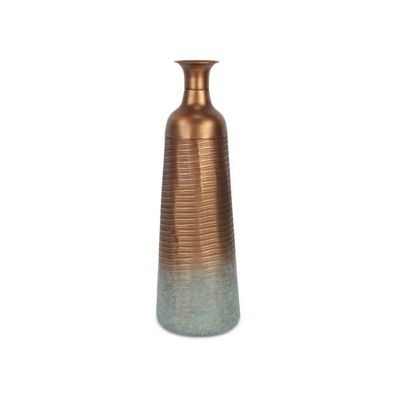 Cheungs 5898S Small Decorative Metal Patterned Copper & Rustic Teal Vase - Home Decor Accent, Home Supplies Vase & Filler