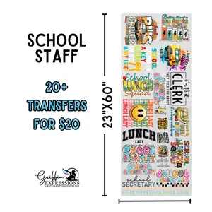 School Staff | Dollar Deals DTF Transfer Gang Sheet For Graphic Tees