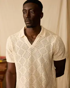 The Antibes Crochet Polo Shirt - Vintage Ivory