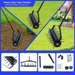 Rolling Manual Lawn Aerator, Home Aerator Lawn Tool Pusher, 58-inch Handle Push Lawn Aerator for Lawns, Yards and Gardens, Efficient Aerating