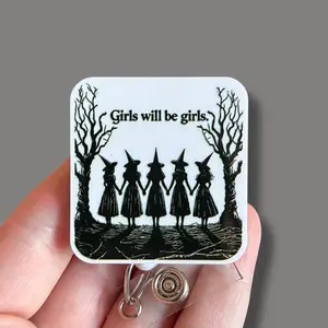 Glitter My Badge Halloween witch Spooky nurse badge reel for nurse and hospital workers. Badge clip Badge pull - Retractable swivel clip with a 360 rotation. Great gift for coworker.