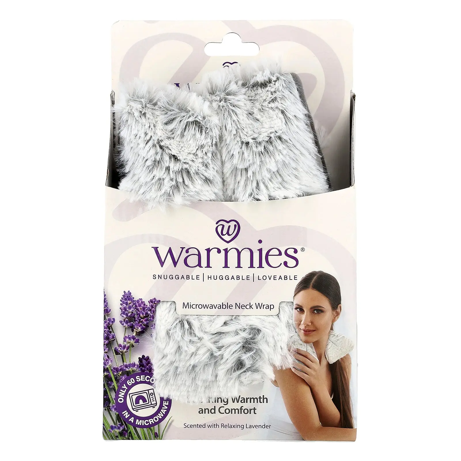 Warmies Microwavable Neck Wrap, Marshmallow Gray, Relaxing Lavender, 1 Wrap