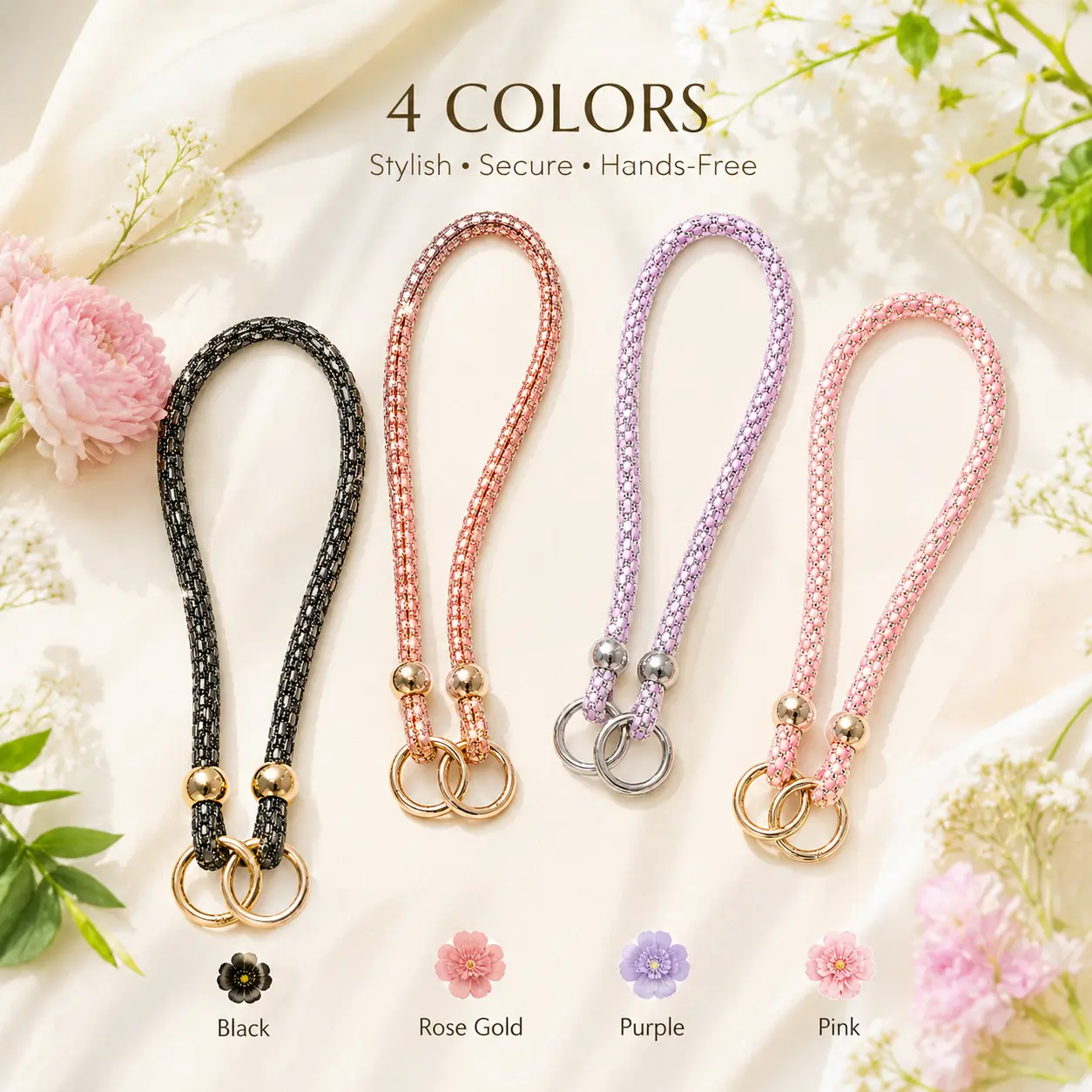 Rinestone Phone Lanyard Crystal CellPhone Strap Phone Wrist Strap Outfit of The Day OOTD Accessory for girls women Compatible for iPhone 13 14 15 16 17 Pro Max Android Smartphones,Pink,Black Gray,Purple,Gold