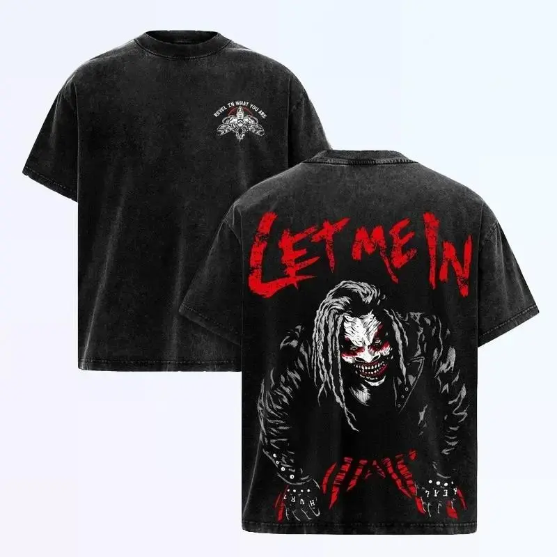 Bray Wyatt The Fiend Vintage Washed T-shirt WWE Horror Graphic Tee Wrestling Streetwear Oversized Cotton Unisex Crewneck Made in USA,Retro Streetwear American Inspired graphic tees men gifts dailywear Menswear