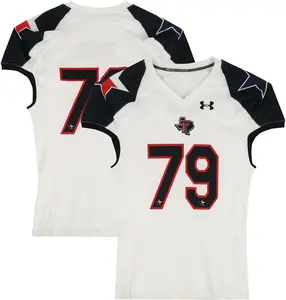 Texas Tech Red Raiders Team-Issued #79 White and Black Jersey from the 2013 NCAA Football Season - Size 50