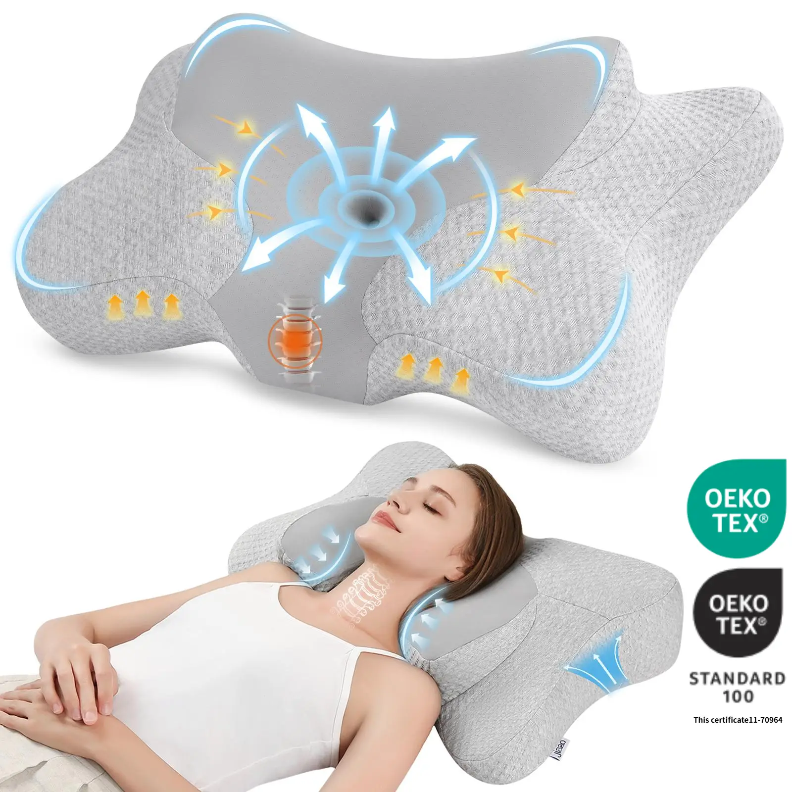 【JIAAO】Adjustable Cervical Pillow Cozy Sleeping for Neck Pain Relief, Ergonomic Contour Memory Foam Neck Pillow pillow