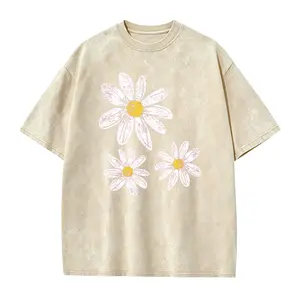 Daisy Shirt, Boho Floral Graphic Tee, Retro Aesthetic Flower Shirt, Spring Flower Trendy Summer Three Daisy Shirt for Women and Youth Girl
