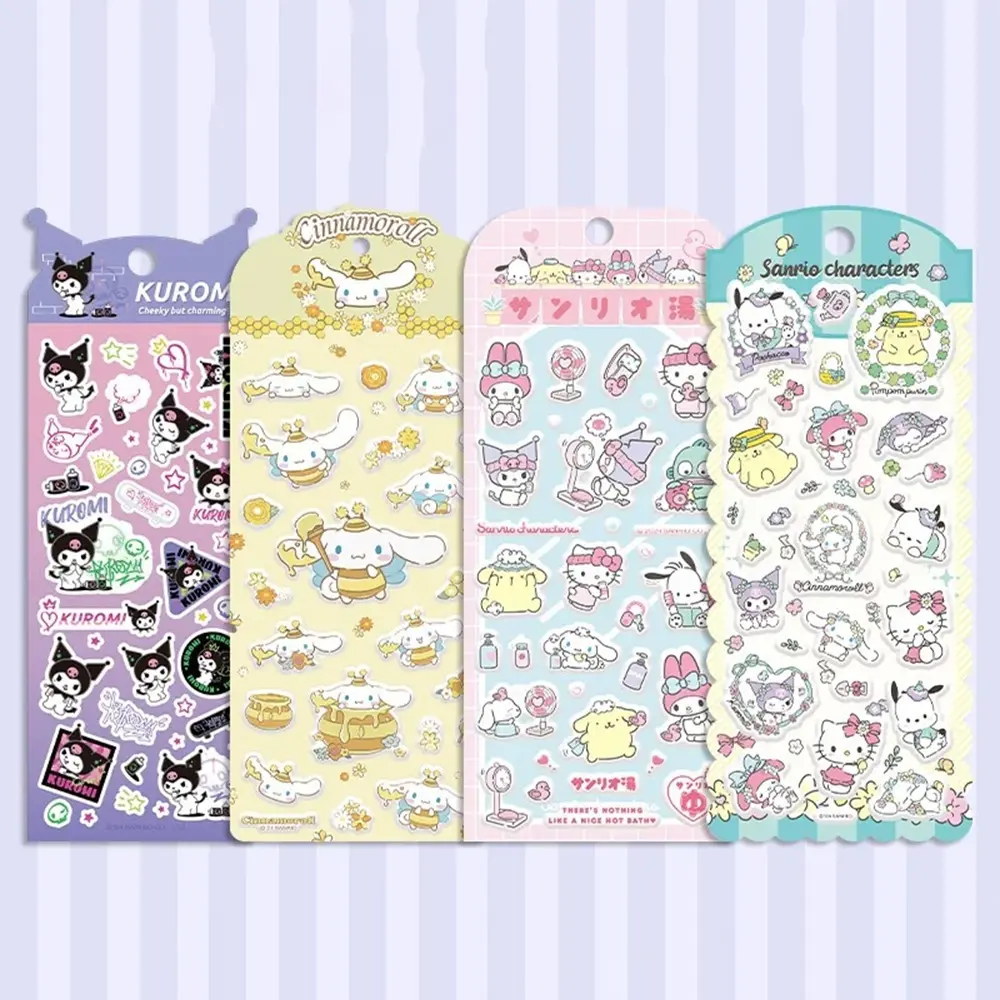 L Sanrio Kuromi Stickers: Kitty and Cinnamon Dog 3D Stickers for Kids—Cute Cartoon Planner Decorations