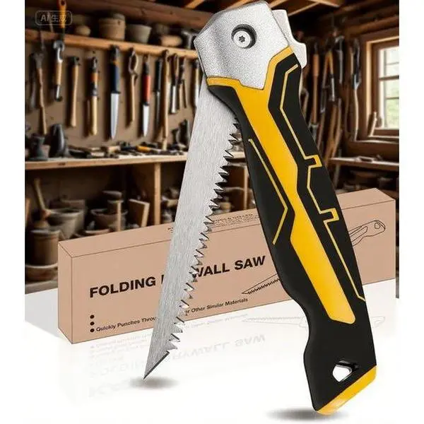 65Mn Steel Folding Hand Saw, Drywall Saw with   Handle, Compact Hacksaw for Wallboard Cutting, Durable Sheetrock Saw for Plywood and PVC, Ergonomic Design for Precision Work   soft grip japanese  saw