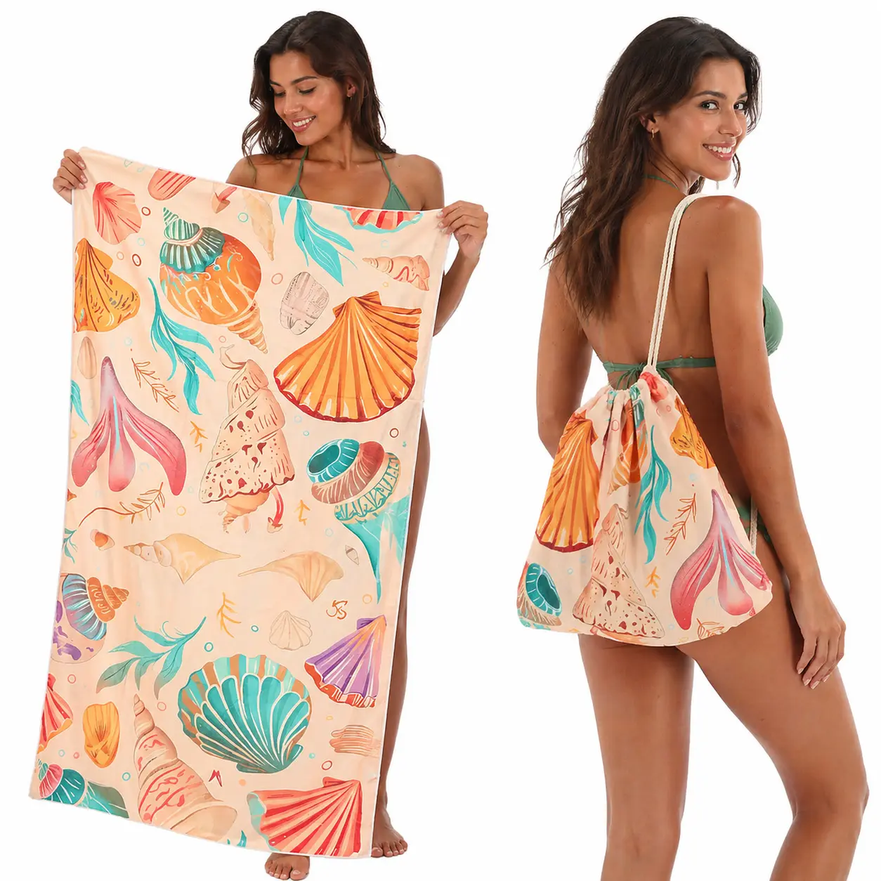 2-in-1 Beach Towel Backpack |   Oversized Sand Free Mat |   Quick Dry Convertible Drawstring Bag for Pool & Travel |   Nautical Print