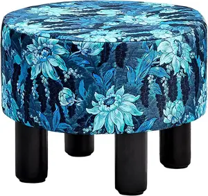 Cpintltr Velvet Ottoman, Foot Stool Round Footstool for Couch Desk Soft Step Stool Padded Foot Rest with Non-Skid Pine Legs Multiple Colors Furniture for Hallway Office Lounge ,faux fur soft