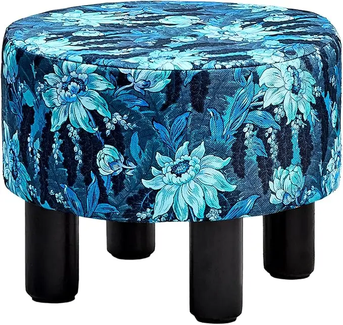 Cpintltr Velvet Ottoman, Foot Stool Round Footstool for Couch Desk Soft Step Stool Padded Foot Rest with Non-Skid Pine Legs Multiple Colors Furniture for Hallway Office Lounge ,faux fur soft