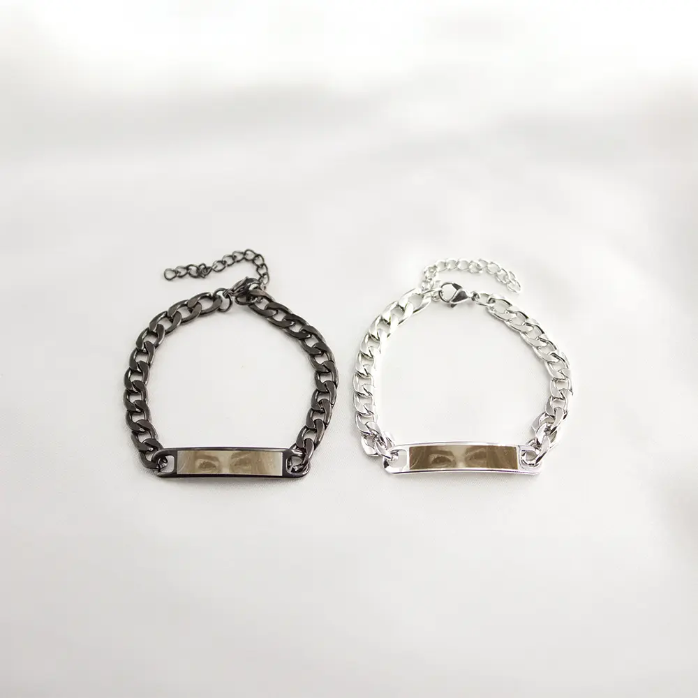 The Look of Love Bracelet – Custom Eye Engraved Stainless Steel Bracelet – Personalized Romantic Gift
