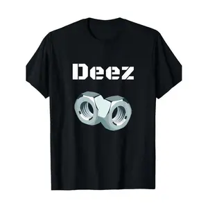 Ootd T Shirt 100% Cotton Funny "Deez Nuts" Graphic T-Shirt, Men's Casual Crew Neck Short Sleeve Tee with Geometric Design