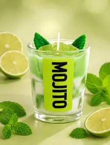 4oz Mojito Soy Wax Scented Candle _ Tropical Cocktail Inspired Soy Wax Candle _ Fresh Citrus-Mint Scented Candle