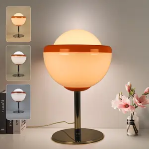 Vintage Cream Desk Lamp with Milky Glass Shade and E26 Bulb Base, Soft Ambient Lighting for Bedroom Office or Living Room, Modern Mood Lighting, Indoor Lighting, Home Decor Light