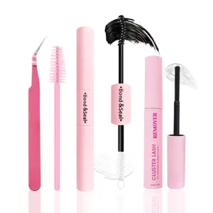Bond & Seal with Remover, Tweezer & Brushes – Waterproof, Long-Lasting Hold, Gentle Formula for Easy Eyelash Removal, Latex-Free,  Lightweight, Beginner-Friendly, Ideal for Cluster Eyelashes, Salon-Quality & Daily Makeup Use, Cosmetic