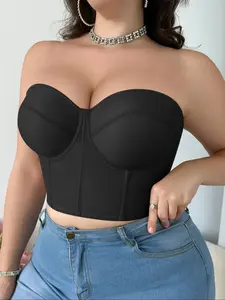 Plus Size Underwired Bra with Adjustable Boning Push-Up Medium Support to Prevent Side Spillage Adjustable Shaping Bra with Detachable Straps High-Side Coverage to Conceal Underarm Bulge Underwired Bra