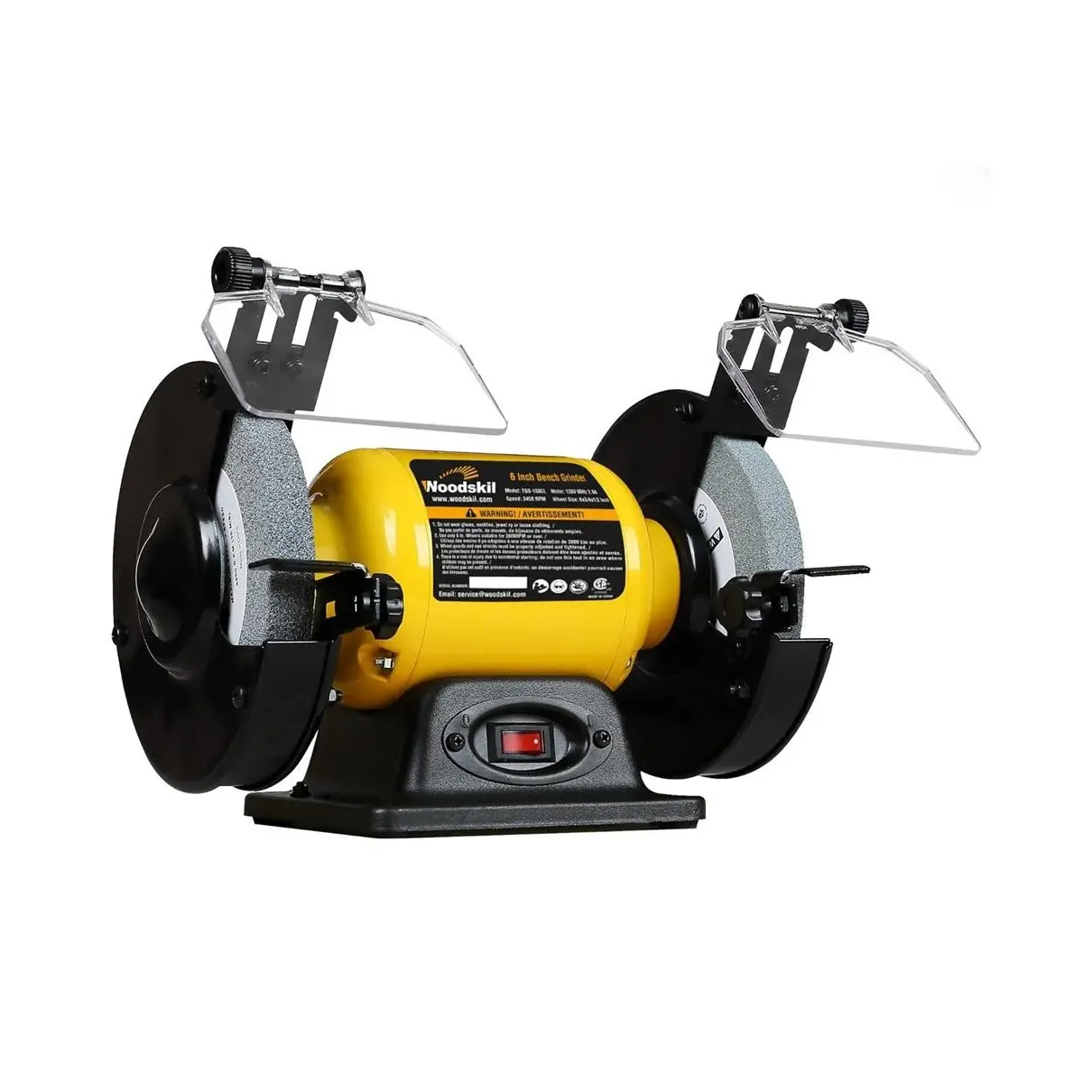 Woodskil 6-Inch High-Speed Bench Grinder - 2.8Amp 1/2HP CSA Listed Power Tool, Grinding Machine for Sharpening, TDS-150CL
