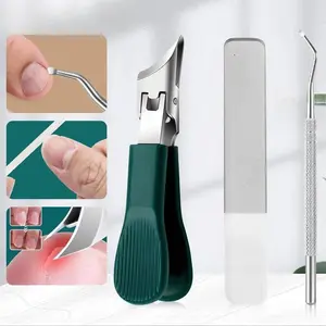 Home nail clipper repair tool Splashproof 25° Beveled Edge Nail Clippers 3-Piece Set,Wide Jaw Opening Anti-Splash Slanted Nail Clipper,for Thick and Ingrown Nails Manicure Smooth Cutics Gentle Handle Lightweight Acrylic,Eagle Beak Beveled Nail Clippers