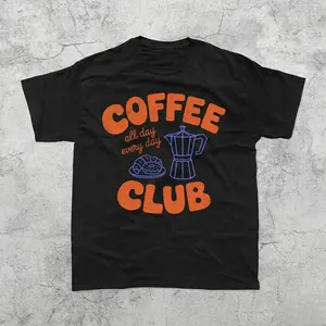 Coffee Club Vintage Graphic T-Shirt, Retro Coffee Lover Tee, Cafe Aesthetic Shirt, Y2K Espresso Graphic Top, Trendy Foodie Gift Idea