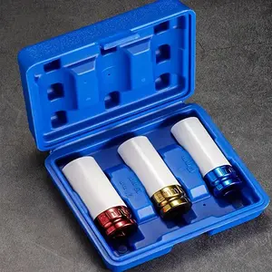 1/2" Drive Wheel Protector Impact Socket, Thin Wall Deep Impact Socket Set, Durable Plastic Sleeve Lug Nut Socket, 6 Point, Metric, Color-coded, Socket Kit, Drive Sockets