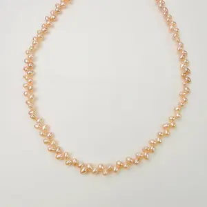 PEARLISM Wheat Ear Design Champagne Color  Freshwater Seedless Pearl Necklace | 3.5-4.5mm Champagne Color S925 Silver Adjustable-AFSN032