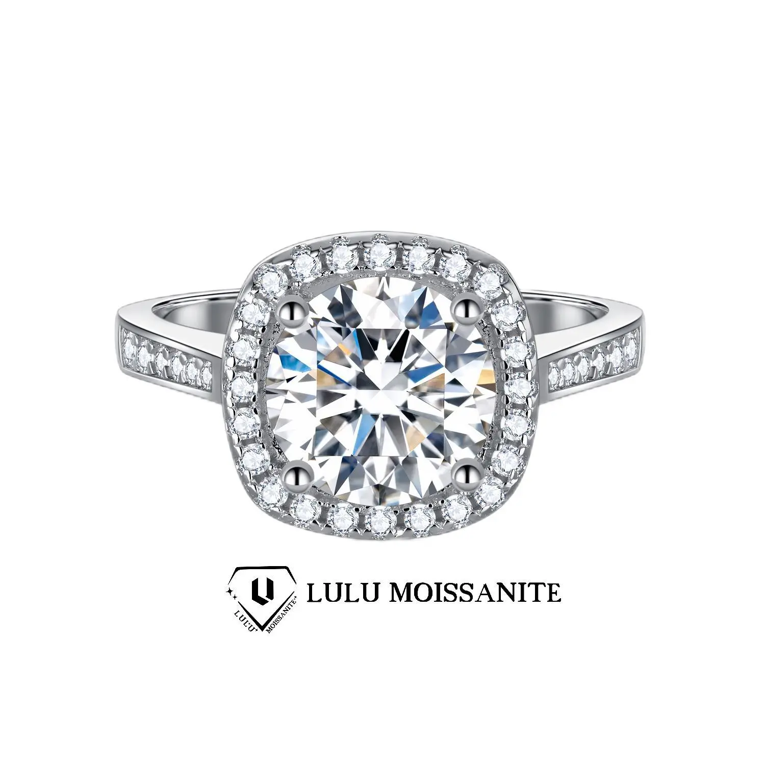 【#X26】(Princess) Classic Engagement Rings for Women Halo Ring Promise Rings for her 925 Sterling Silver for Women 1-3ct D Color VVS1 Clarity Synthetic Moissanite Size 4.5-10