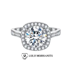 【#X26】(Princess) Classic Engagement Rings for Women Halo Ring Promise Rings for her 925 Sterling Silver for Women 1-3ct D Color VVS1 Clarity Synthetic Moissanite Size 4.5-10