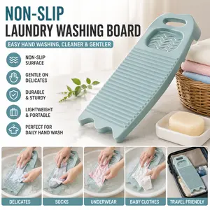 Non-Slip Laundry Washing Board, Household Washboard, Hand Wash Board, Manual Wash Clothes Laundry Pad Scrubbing Board for Household(15.7x8.07x1.06inches) (E-Light Blue)