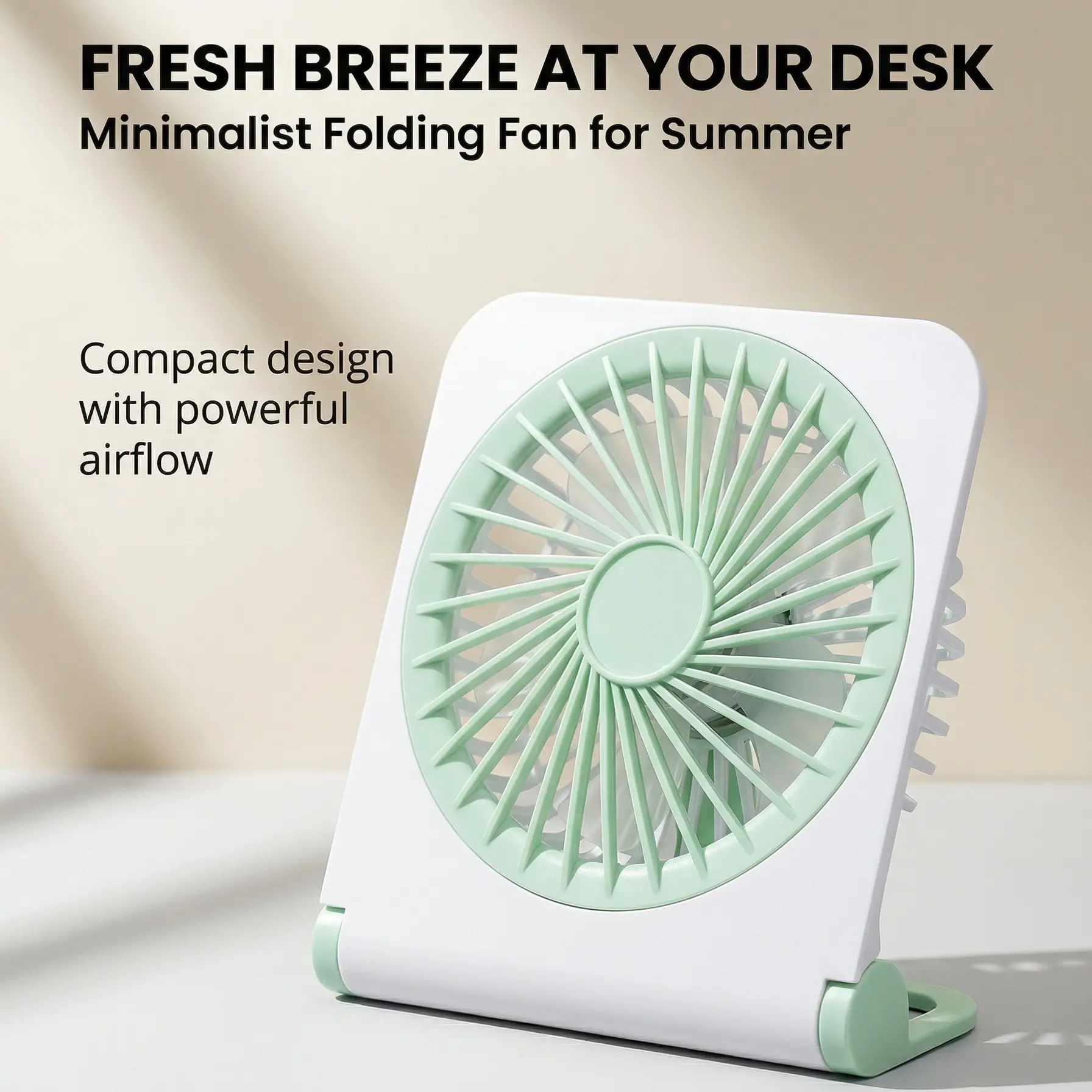 Portable desktop fan, desktop folding fan, portable USB fan, outdoor fan, mini fan, foldable personal fan, three-speed adjustable, summer essential product, for home, office, outdoor, beach and travel use.