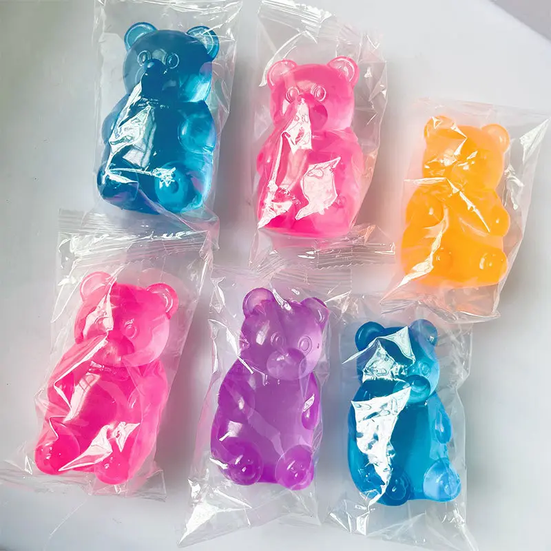 1-pack/4-Pack Gummy Bear Squishy Toys Jelly Filled Sensory Stress Relief Set fidgets emoji