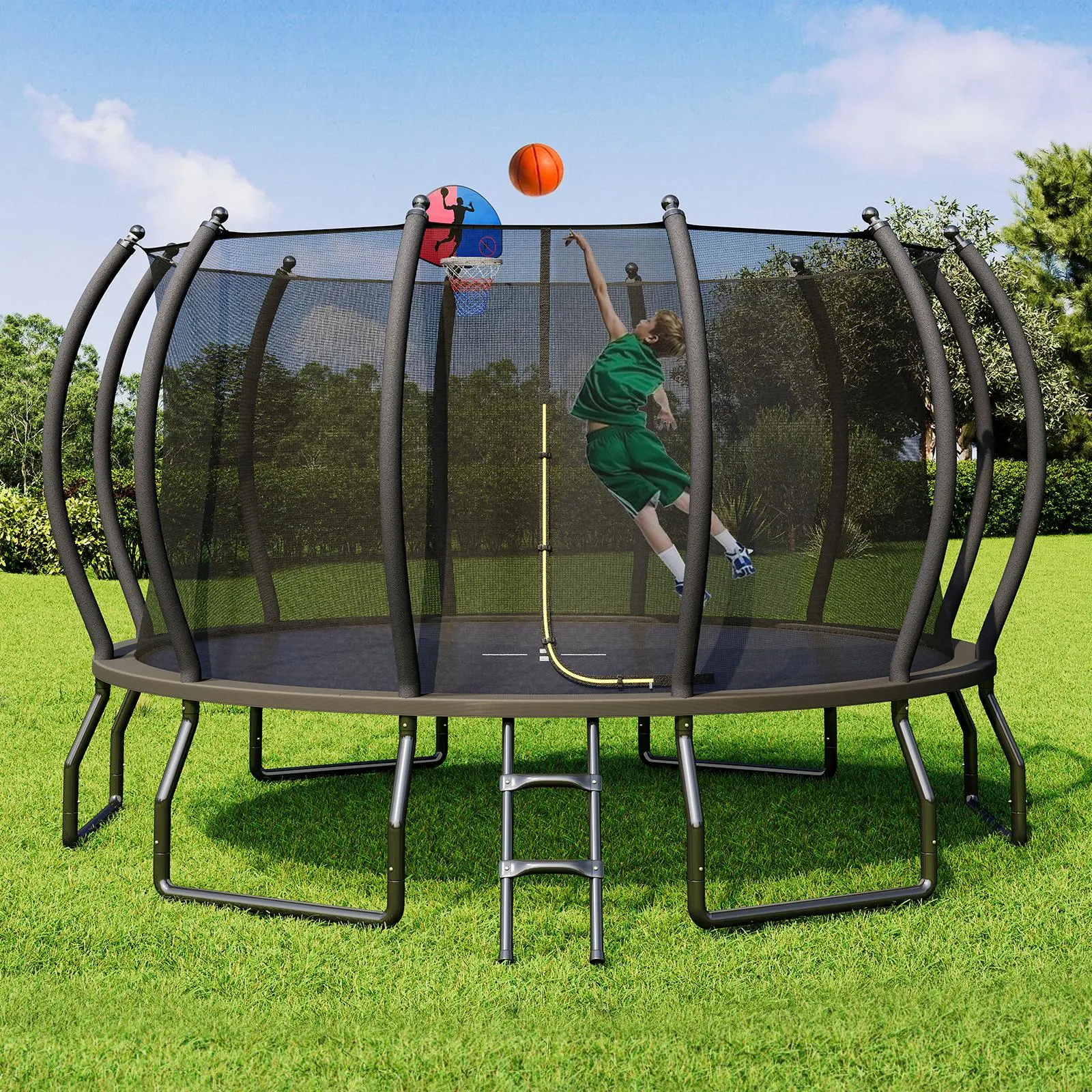 [Summerwins] [SummerFinds] AMERLIFE Outdoor Trampoline with Enclosure Net and Ladder, Recreational Trampolines for Kids and Adults, Quick Connect Frame, ASTM Approval-16FT Ships in 2 Boxes/Best Gift Ideas/Christmas Gifts