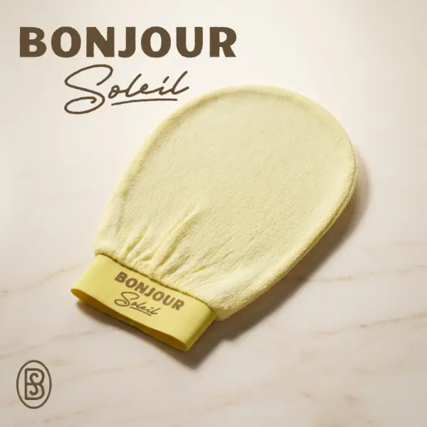 Bonjour Soleil Exfoliating Glove - 100% Viscose Deep Dead Skin Remover, Plant-Based Biodegradable Water-Activated Beauty Product, Smooth Bath Personal Accessories for Shower, Spray Tan Removal Tool