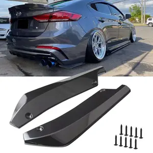 For Hyundai Elantra Sport Glossy Black Rear Bumper Diffuser Splitter Canards