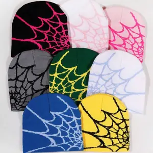 2026 Y2K Superhero-Inspired Spider Web Winter Beanies Stretchy Slouchy Lightweight Breathable Hats for Women Casual Headwear Jacquard Texture Fall Winter Fashion