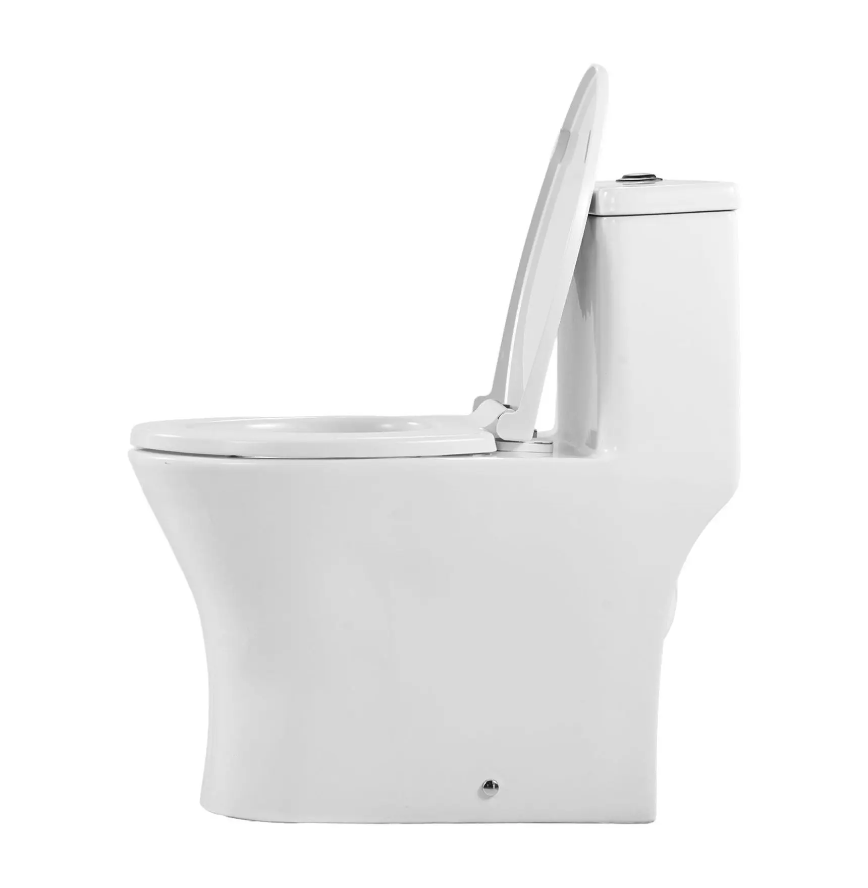 One-Piece Toilet Elongated, Dual Flush 1.0/1.28 GPF, Easy Clean Skirted Toilet with Seat, Standard Height, 12 inch Rough-In, White & Black Default