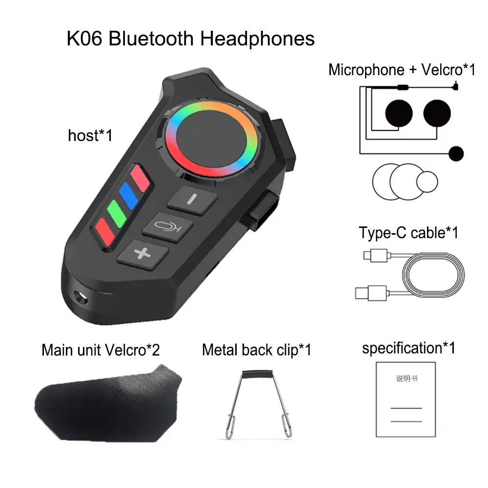 Motorcycle Bluetooth Headset with AI Active Noise Cancellation, Wireless 5.3 Helmet Speakers, Fast Charging, USB Type-C, Compact Universal-Fit Motorcycle Accessory for Half-Face, Full-Face & Retro Helmets, Easy Split Installation & AI Voice Assistant Key