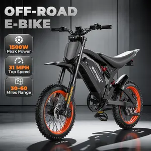 VOLTVOGUE Off-Road Electric Bike, 1500W Peak Power, 31 MPH Top Speed, 14-inch off-road tire 30–60 Miles Range, Hydraulic Brakes, 48V 18Ah Battery, Full Suspensio n, Anti-Slip Off-Road Tires, Color Display, High-Carbon Steel Frame