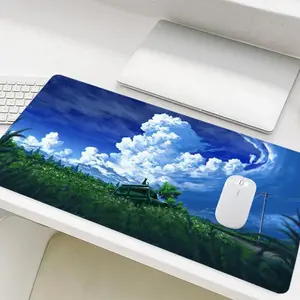 Sky Clouds Outdoor Landscape Design Mouse Pad, Rectangle Gaming Mouse Pad, Non-Slip Rubber Base Stitched Edge Desk Pad for Home Office