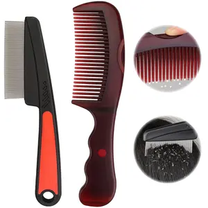 Dandruff Comb, 2 Pcs Scalp Sweep Detoxing Hair brush Set for Dandruff Removal, Scalp Build Up Remover and Stainless Steel Fine Tooth Comb