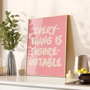 Everything Is Figureoutable, Pink Office Decor Modern Office Wall Art Trendy Office Wall Decor, Home Office Decor, Cubicle Decor, Desk Décor