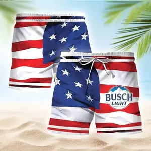 Light Beer Fourth Of July Swim Trunks _ Light Beer Hawaiian Shorts