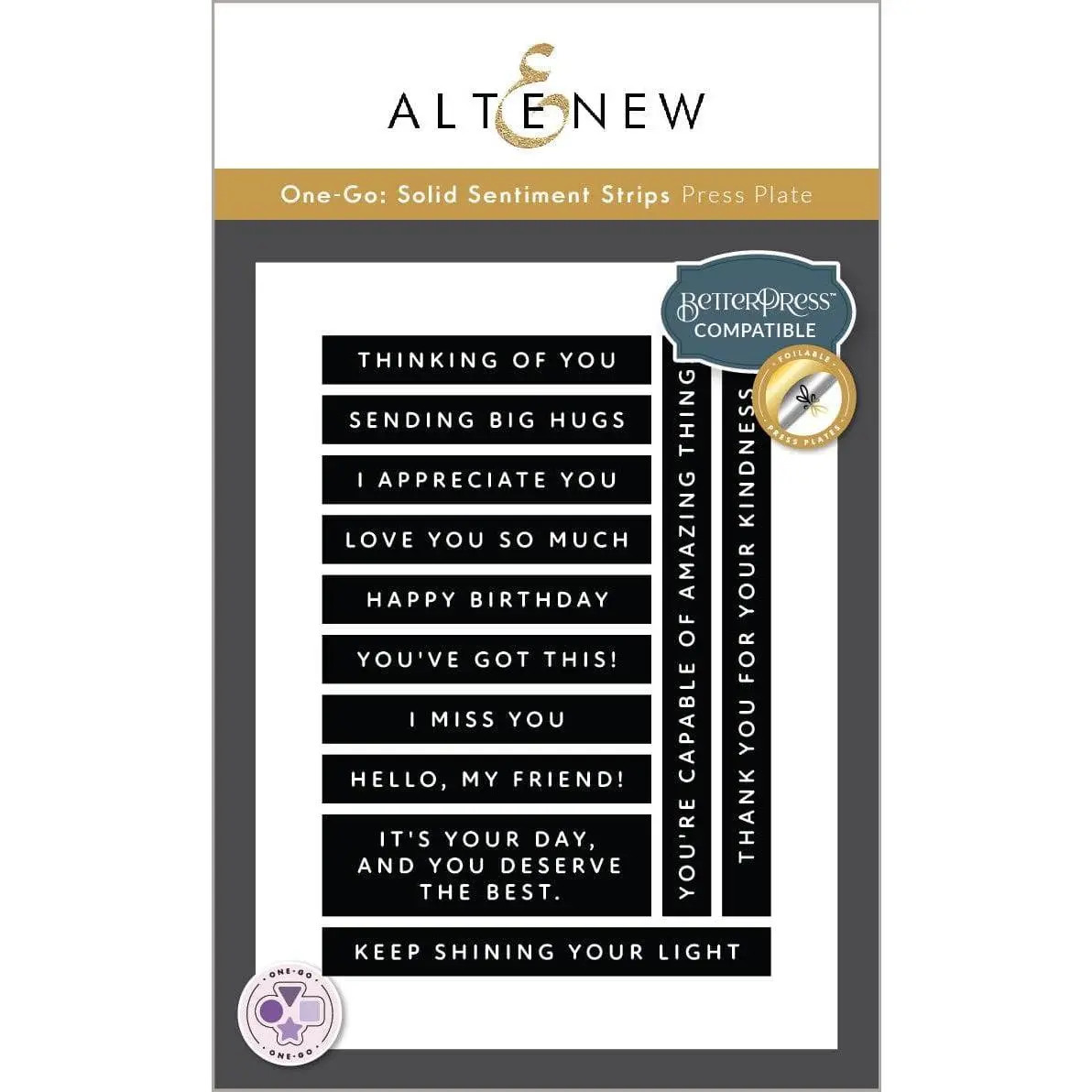 One-Go: Solid Sentiment Strips Press Plates/Foil Plates