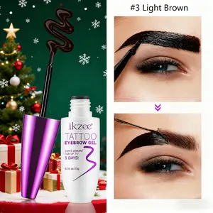 Ikzee tear-off tinted eyebrow gel 10g/pc eyebrow tattoo glue 3D flat brush head full coverage tear-off design gentle formula Christmas makeup gift Eyebrow Makeup Products
