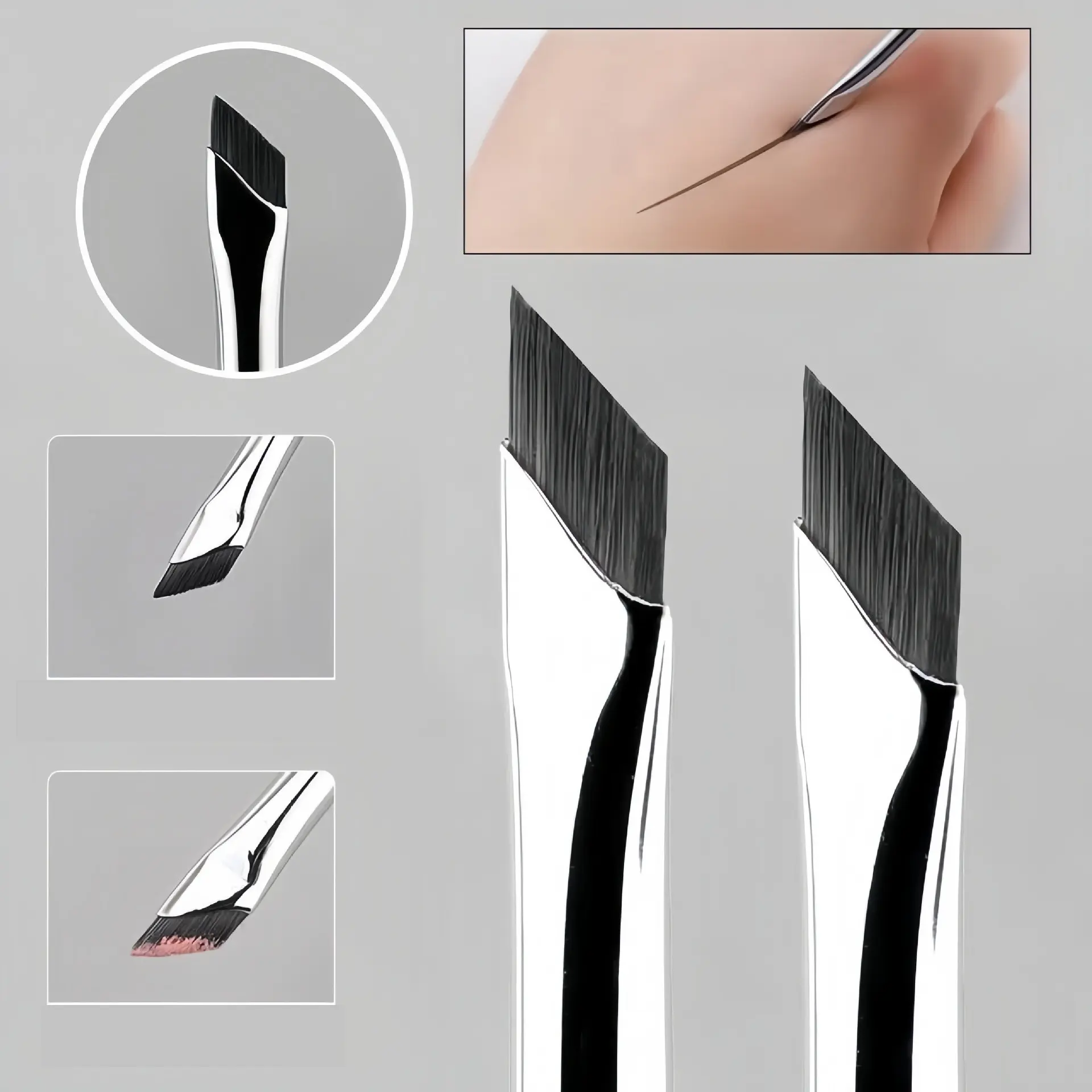 2Pcs Upgrade Blade Eyeliner Brush Ultra Thin Fine Angle Flat Eyebrow Brush Liner Brow Place Eye Makeup Brushes Cosmetic Brushes Makeup Brush Precise Detail Brush Brush Fine Tips Eye Brushes For Makeup